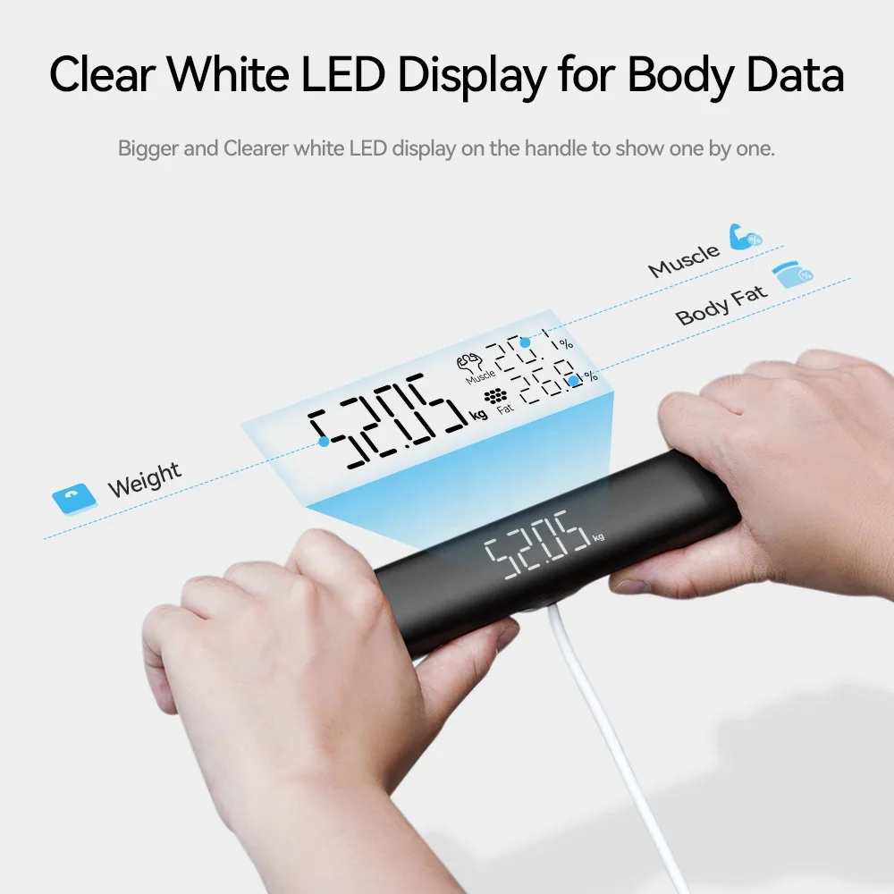 Smart 8 Electrodes Adult Digital Body Fat Weight Scale Blue Tooth Bathroom Analyzer LED Display Battery Operated Maximum 180kg