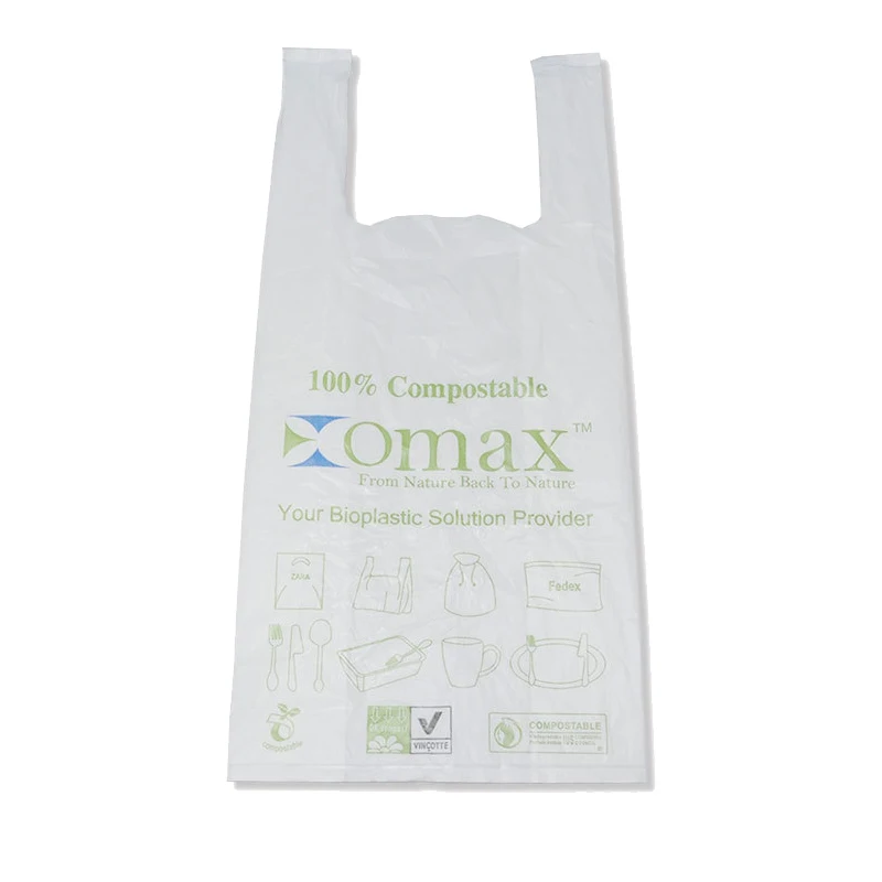 Cornstarch biodegradable t shirt plastic bags carry Hdpe/Ldpe custom eco friendly shopping bioplastic bags