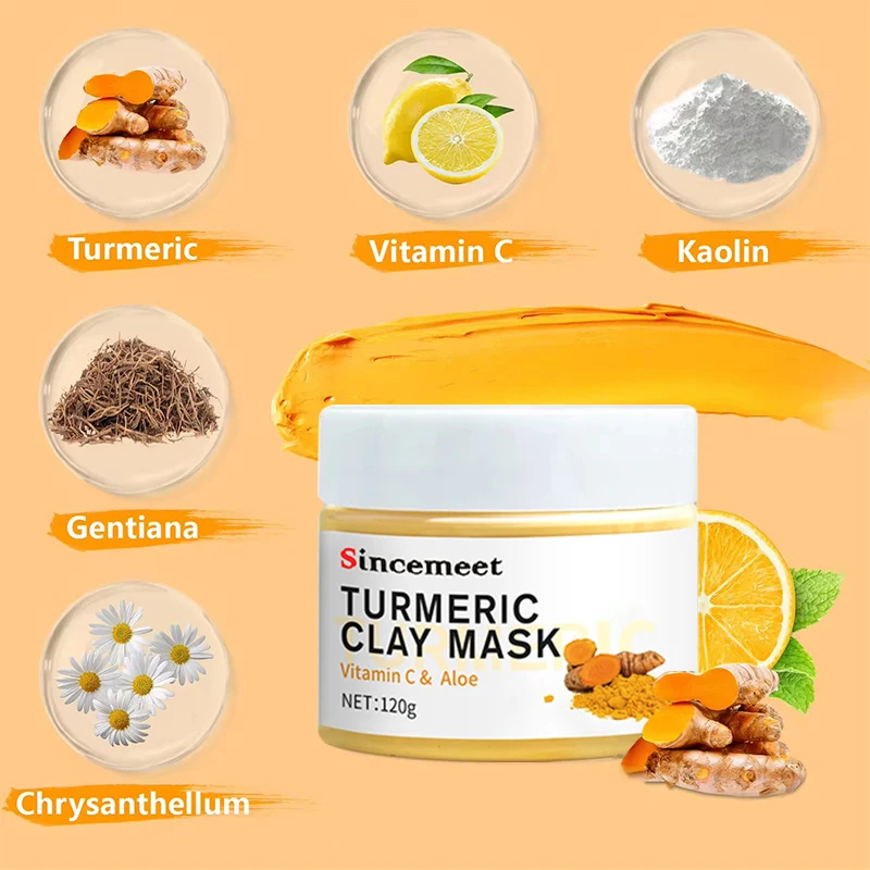 OEM Wholesale Private Label Organic Brighten Black Head Removal Anti Aging Anti Acne Vitamin C Turmeric Clay Mask