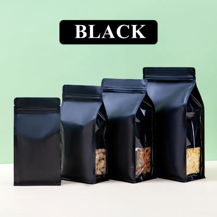 Smell Proof Aluminum Foil Zip Lock Window Stand Up Matt Pouch Tea Coffee Beans Snack Powder Heat Sealing Mylar Packaging Bags