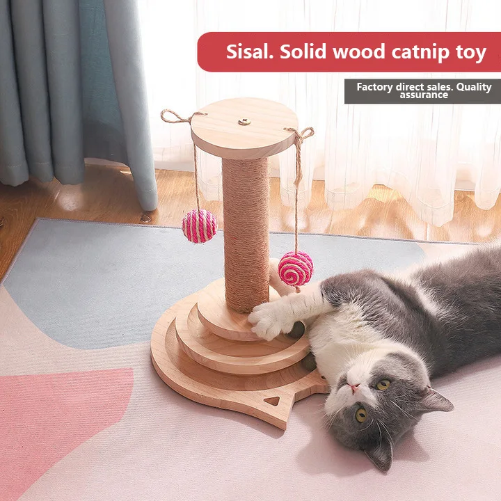 
Cat Climbing Frame Solid wood cat turntablecat scratching post Self-hi combination set turntable distraction Cat toy 