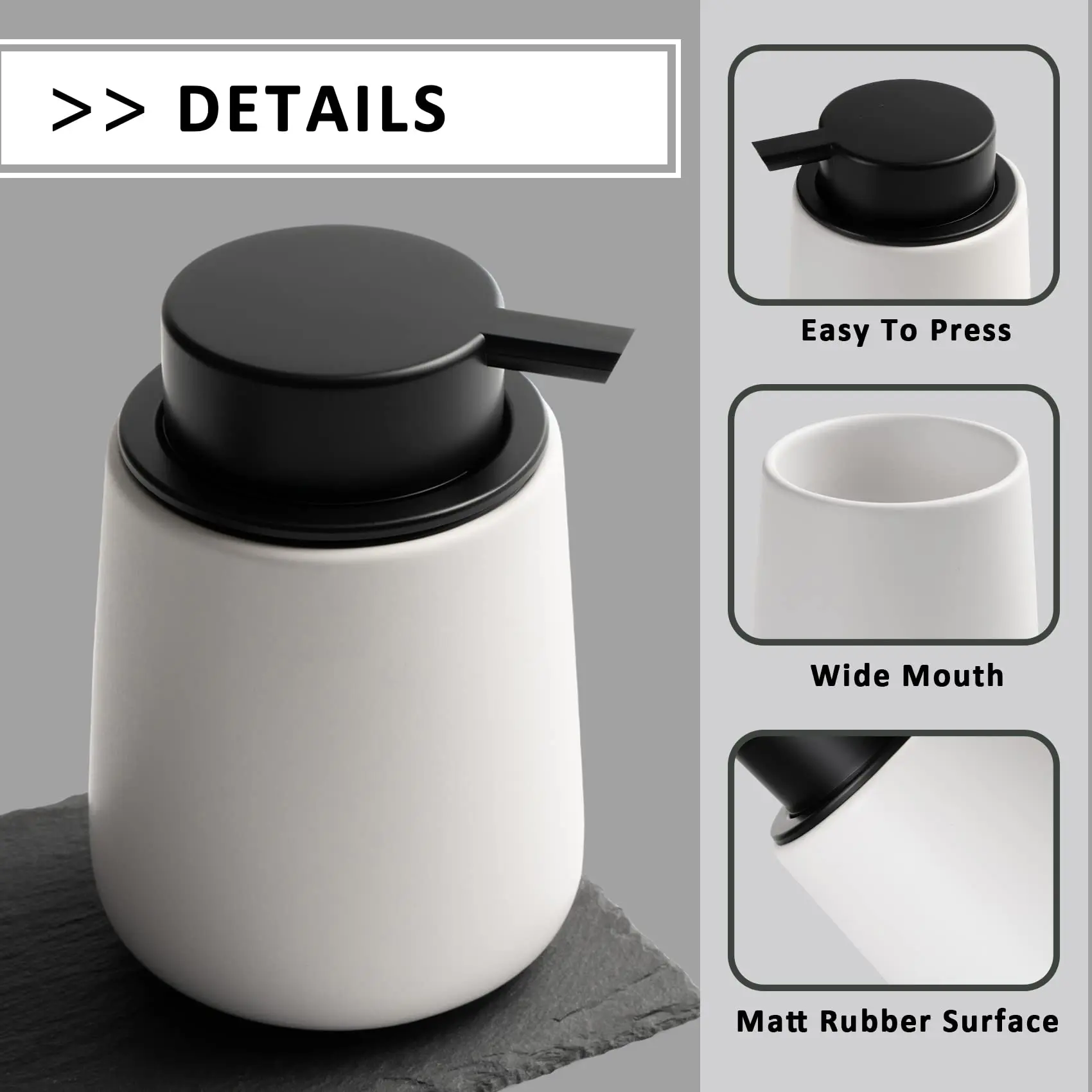 Empty 40mm 43 28 400 Frosted Black Brown Rose Gold Amber Ceramic Glass Plastic Foaming Hand Soap Dispenser Pump Bottle Packaging