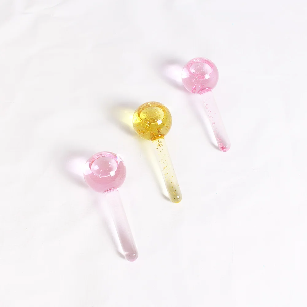 Custom Golden Glitters Beauty Tool Facial Massage Roller Rose Gold Ice Globes
