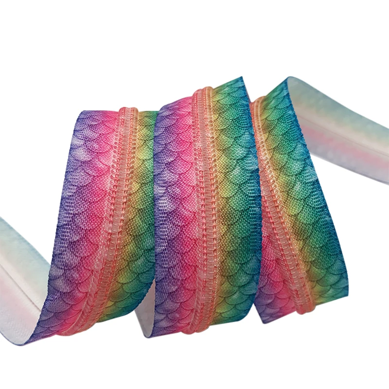 High quality nylon printed zipper teeth long chain roll tape zipper coil bag #5 zipper tape for handbags