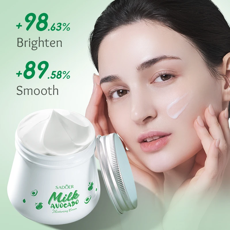 OEM SADOER Private Label Plant Nourishing Skin Care Products Milk Avocado Deep Hydrating Soothing Moisturizing Facial Cream