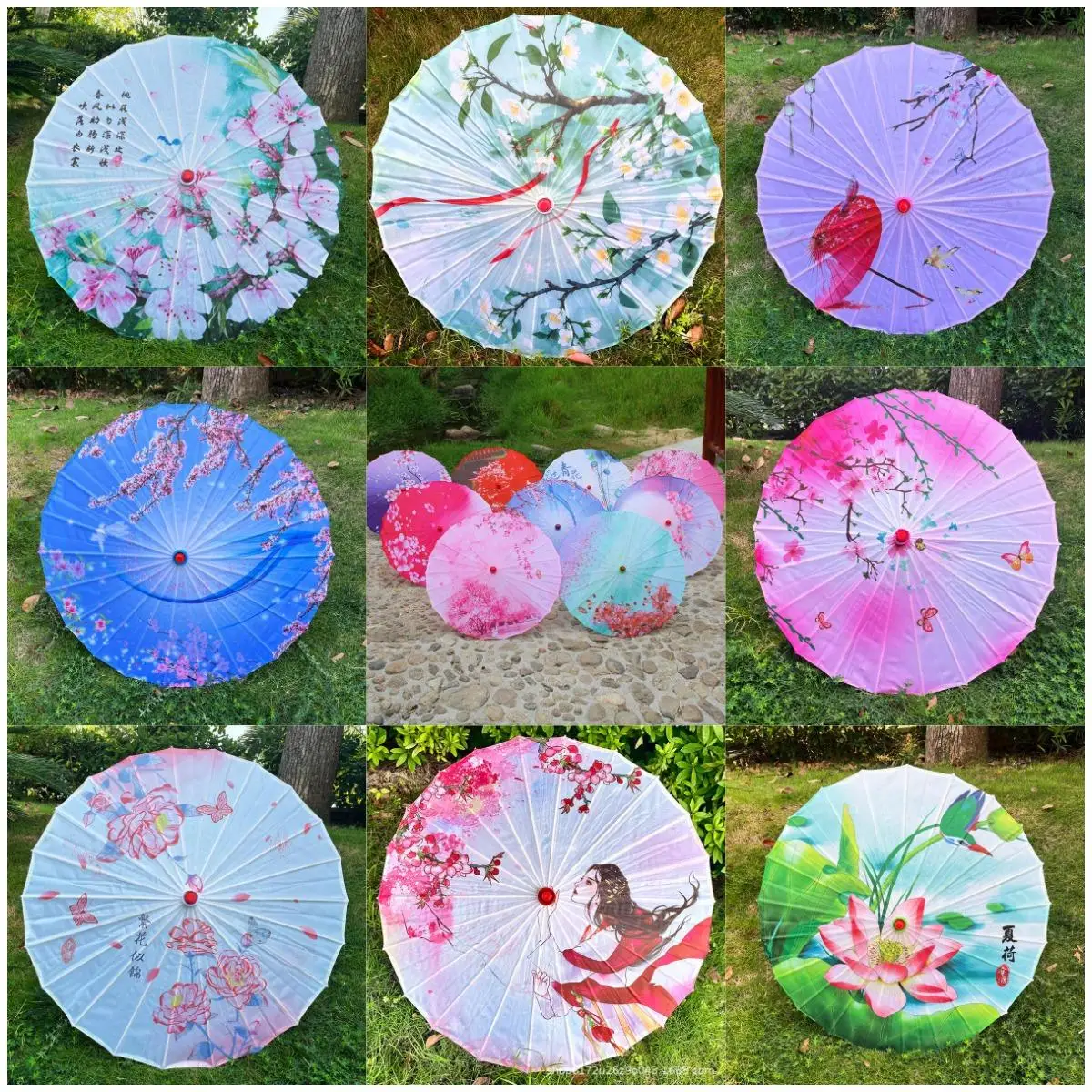 Solid wooden pole dance umbrella decoration ceiling flower cloth umbrella oil paper Hanfu umbrella