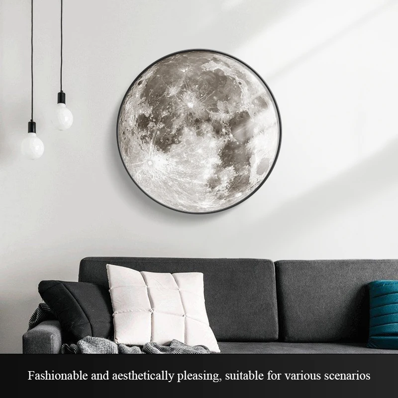 Creative LED Moon Wall Lamp Simple Modern Printed Corridor and Living Room Background Wall Painting for Portrait Subjects