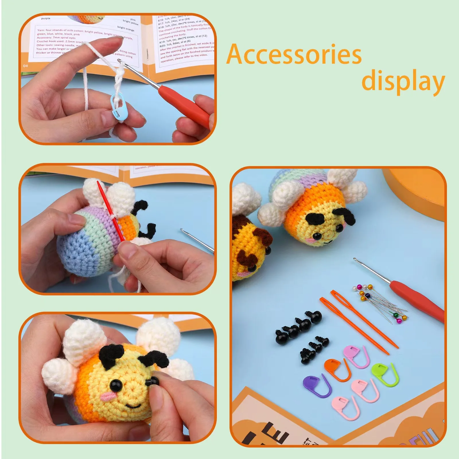 COOLEVE DIY Knitting Kit Customizable Embroidery Flower Animal Crochet Set Beginner Adults Yarn Crafts Kit Factory Direct Gift