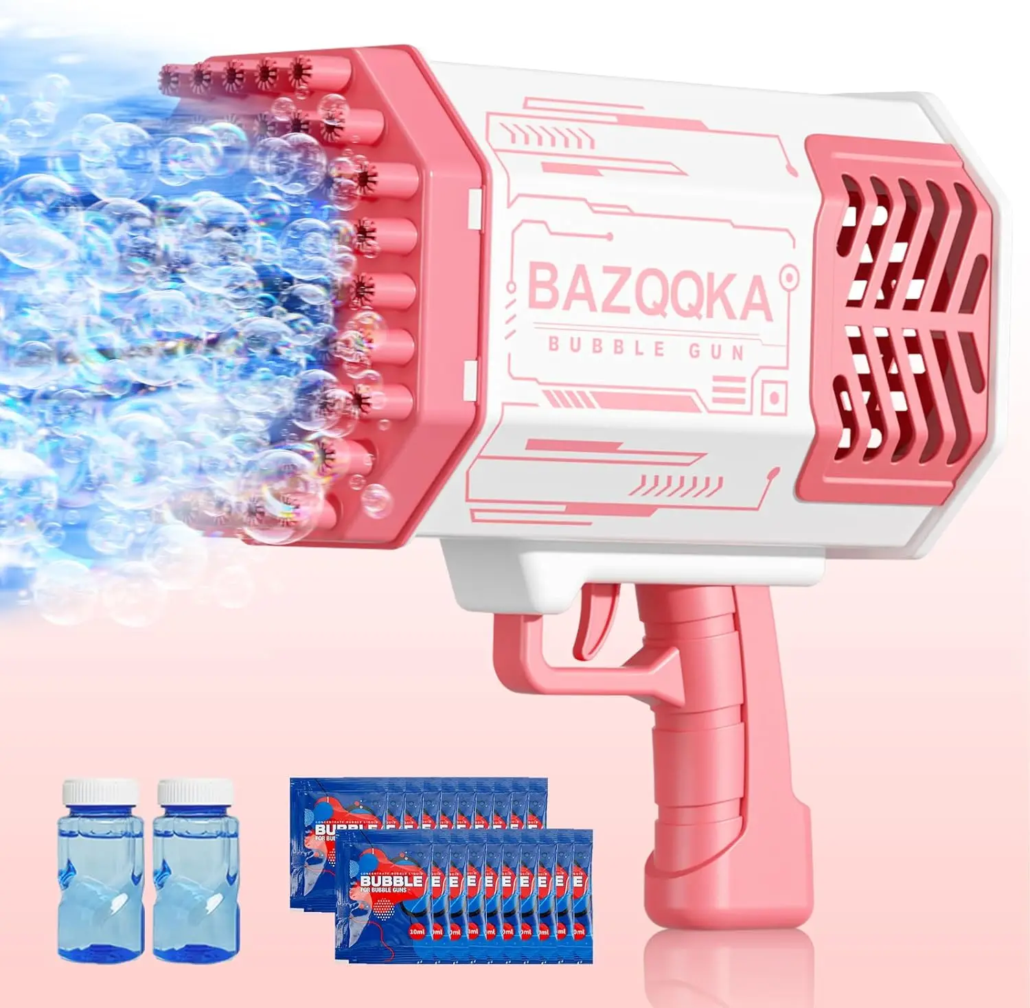 Summer Toy Gifts Bubbles Machine with Lights/Bubble Solution, 69 Holes Bubbles Guns Kids Toys,Bubble Gun Bazooka