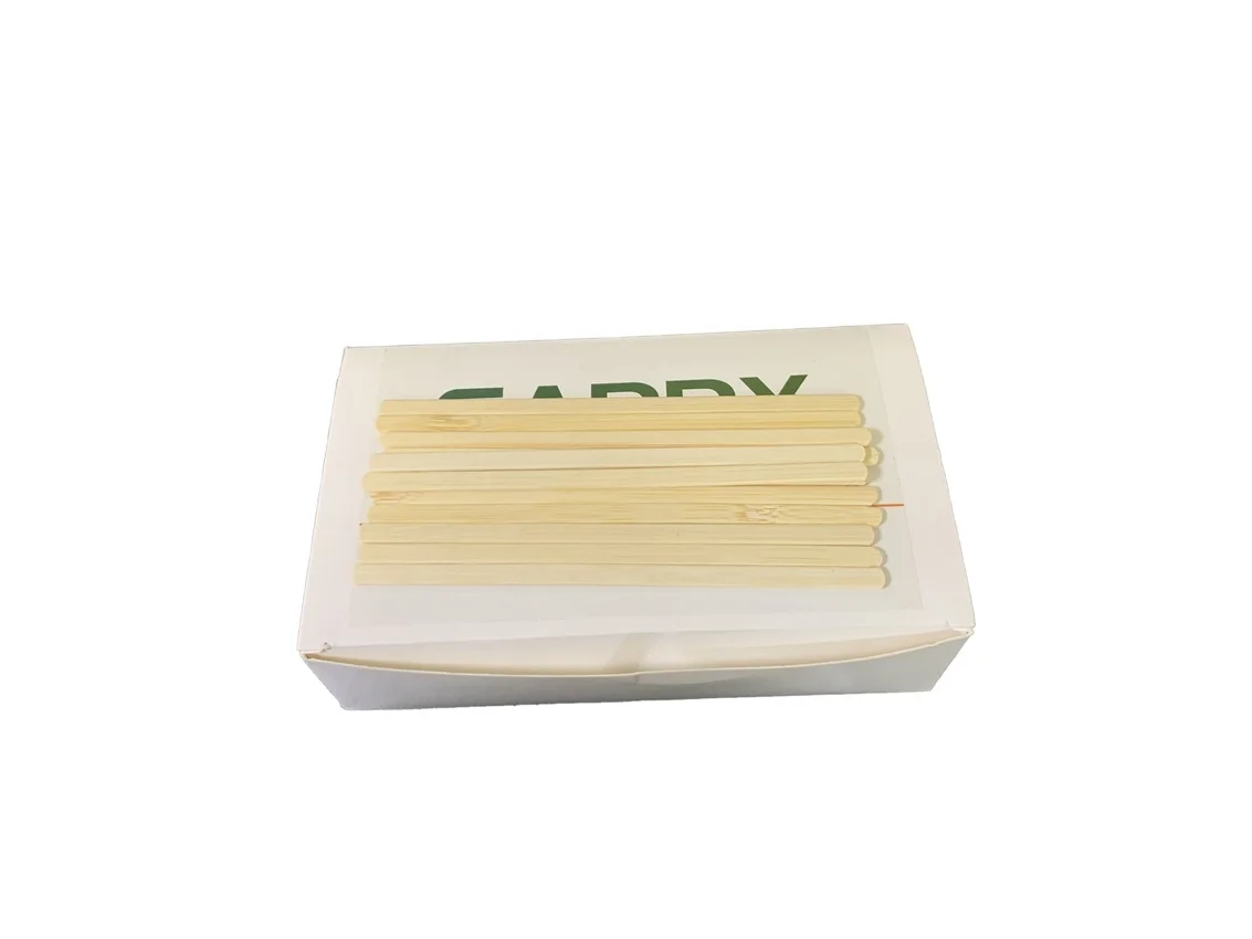 Round End 105 mm Bamboo Coffee Stirrers Paper Packs Maker Wholesale Customized Logo Coffee Stirrers High Quality