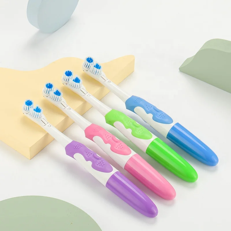 Hot sale cheap high vibration 2 heads soft bristle rotary round head adult electric toothbrush with battery