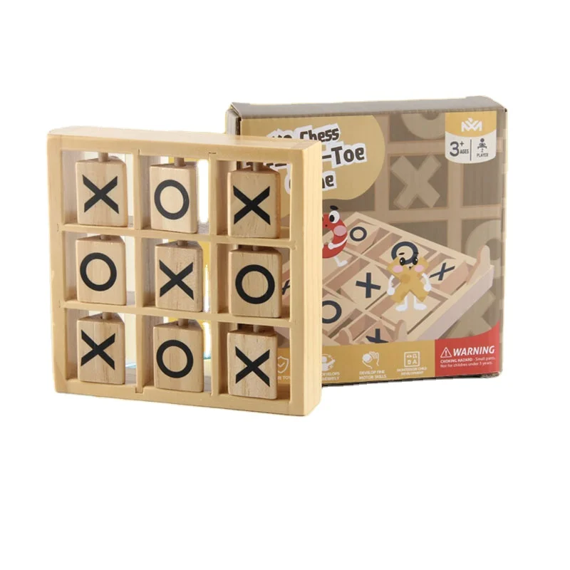 Wholesale Kids Wooden XO Chess Board Table XO Chess 3D Puzzle Board Early Education Fun Decompression Game