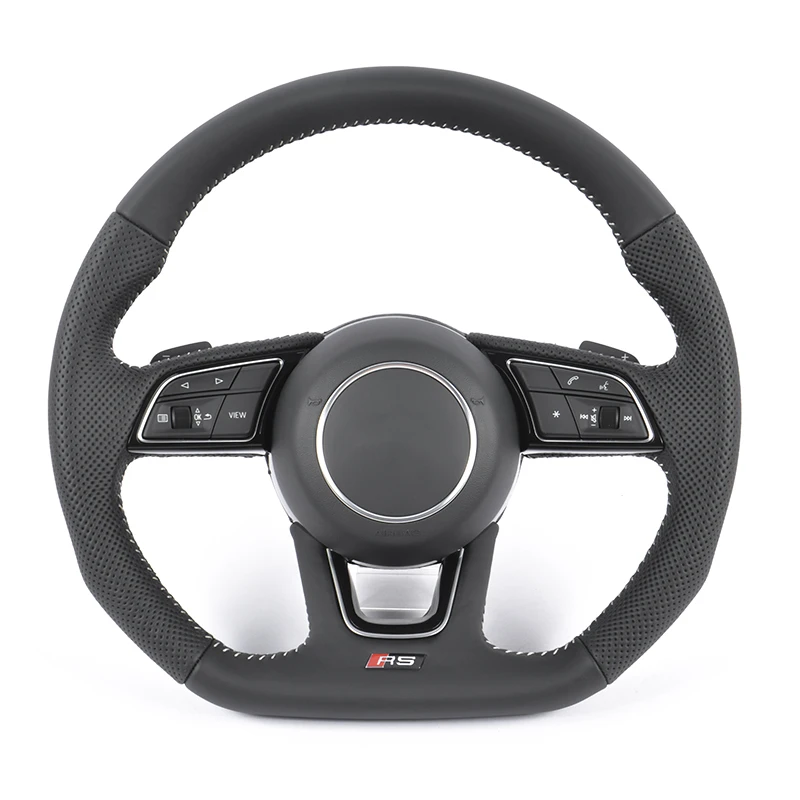 Для 2007-2022 Audi Rs Rs3 Rs4 Rs5 Rs6 Rs7 A3 R8 A4 A5 A6 A7 A8 руль для использования 100% черная кожа высокого качества