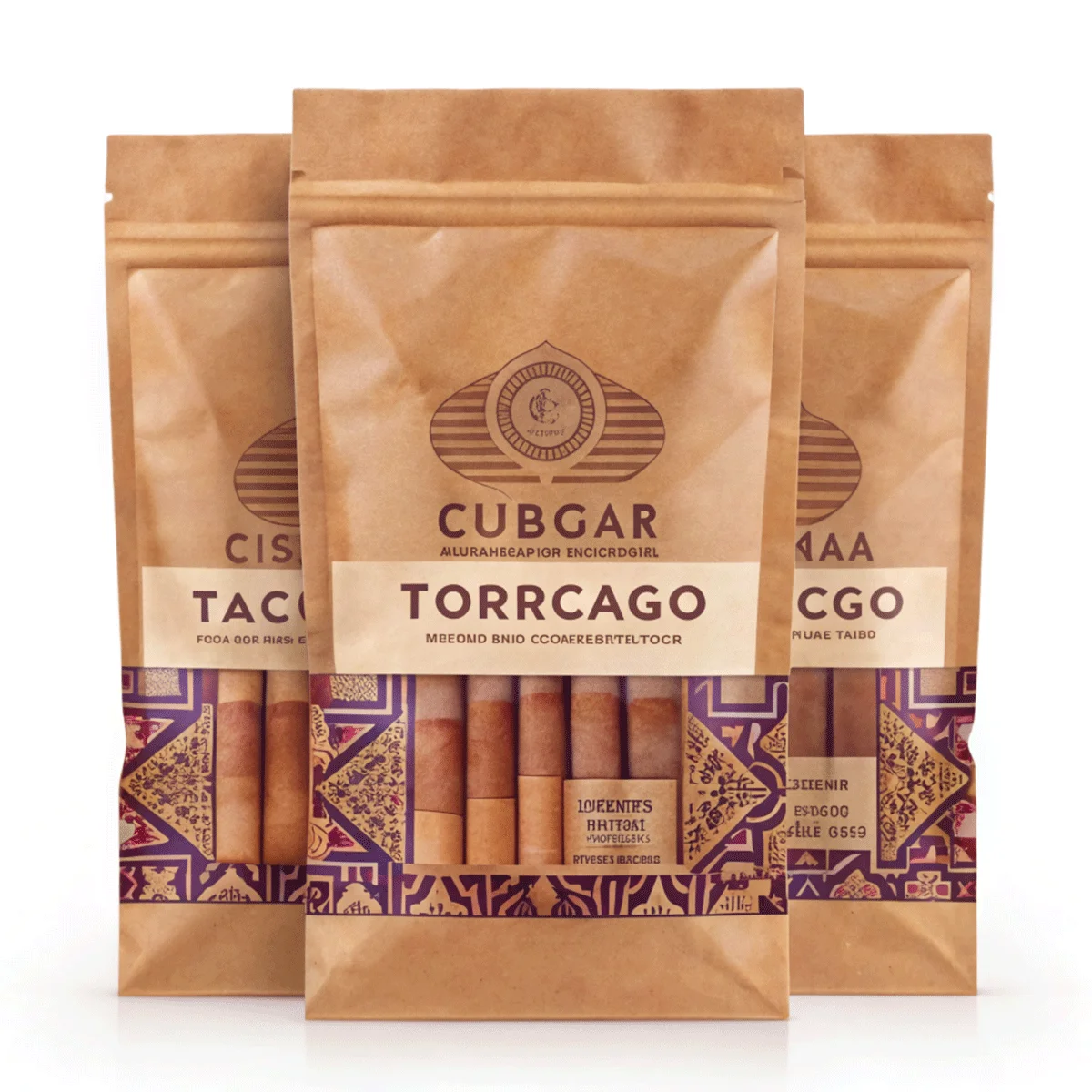 Custom Zipper Pouch for Cigars PE Plastic Gravure Printed Humidor with Recycled Materials