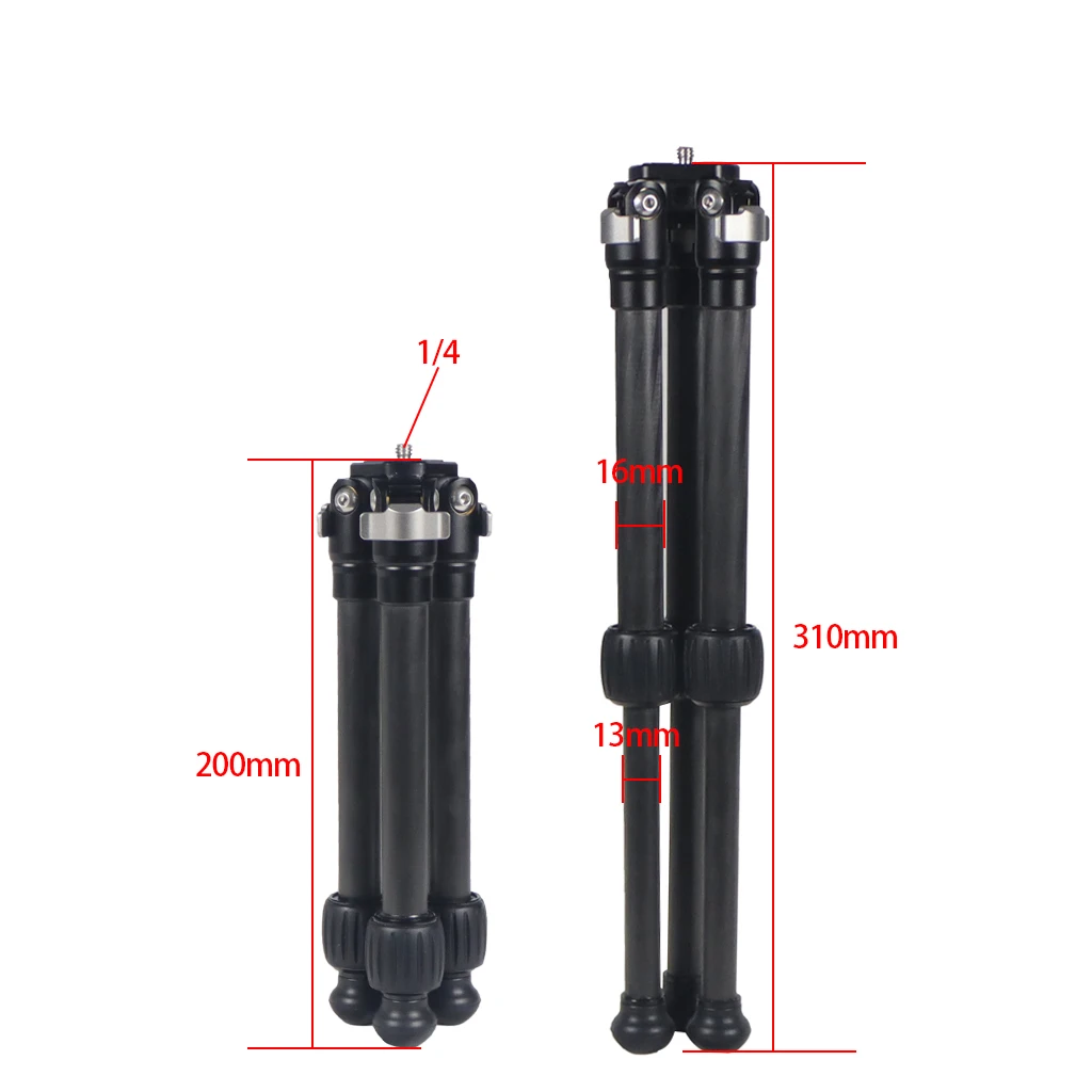 Carbon Fiber Tripod Extended Professional Table Stand Camera Live Tripod Adjustable Height with 1/4 Screw Tripod for SLR Camera