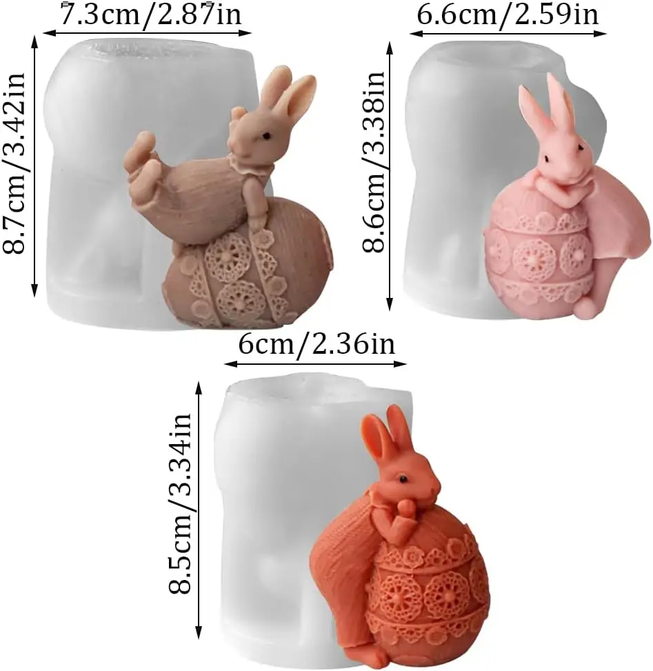 Cute Bunny Epoxy Resin Silicone Mold 3D Animal Rabbit Candle Mold for Easter Egg Rabbits Cake Tools Category