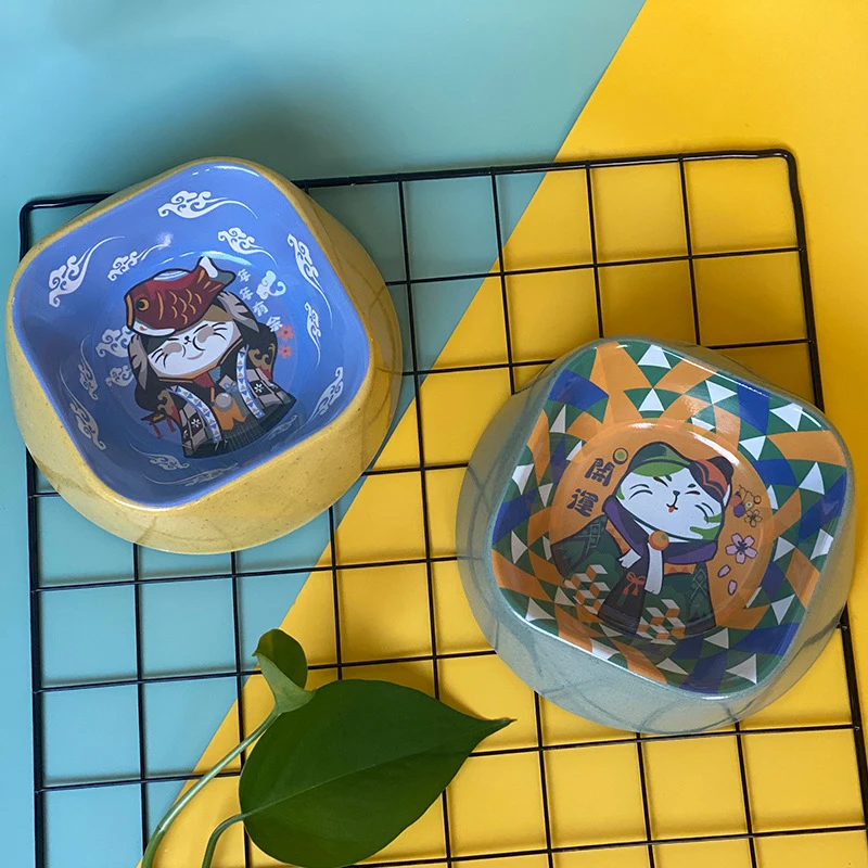 Милая миска для домашних животных из бамбукового волокна, миска для еды для кошек, собак, щенков