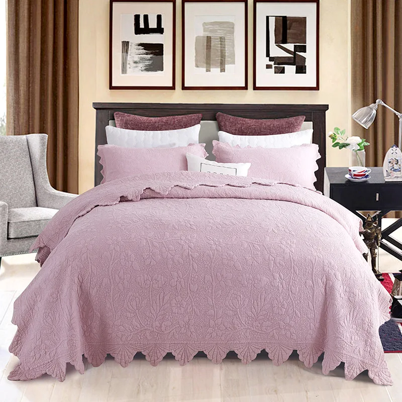 CFP G536 Stocked Cotton King/Queen Size Quilted Floral Bedspread