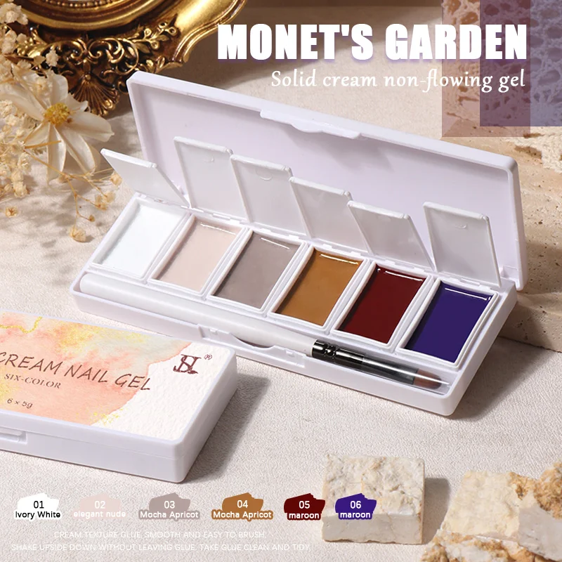 HS New Products Solid Pudding Gel Set Private Label 6 Colors Solid Cream Gel Polish Kit