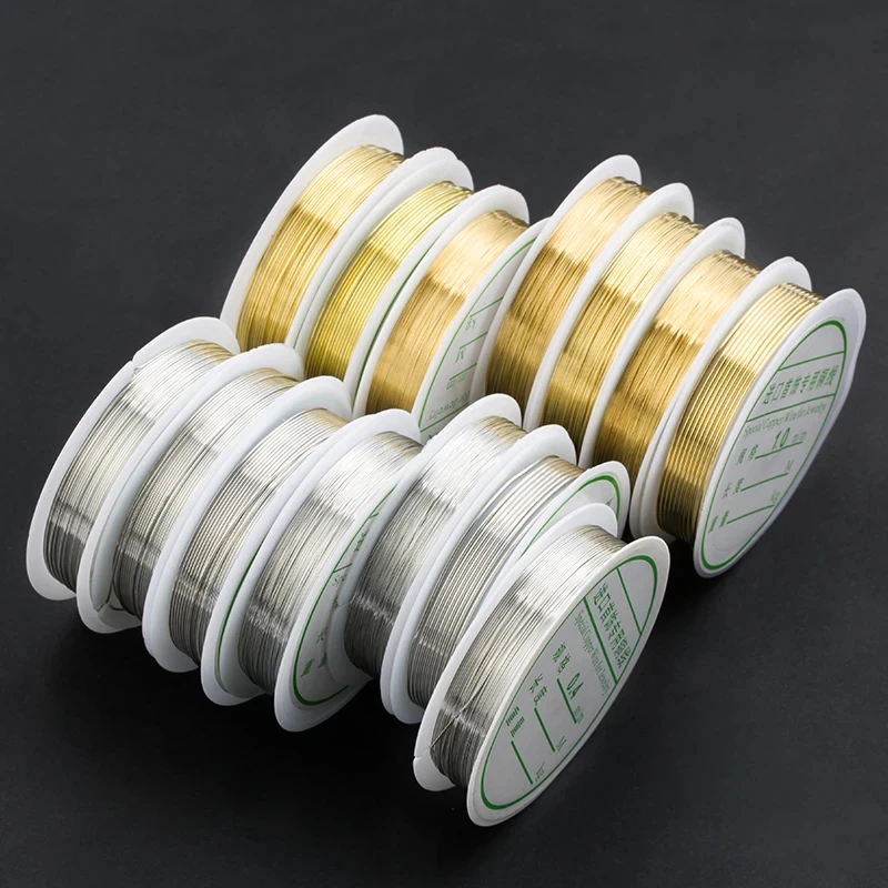 0.2mm-1mm Golden Silver Plated Copper Wire String Thread Beading Wire Necklace Bracelet Accessories For Jewelry Making DIY
