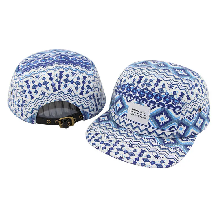 Mens Hats Wholesale Hat Custom Cap Flat Brim 5 Panel Cap Print 5 Panel Fitted Cap