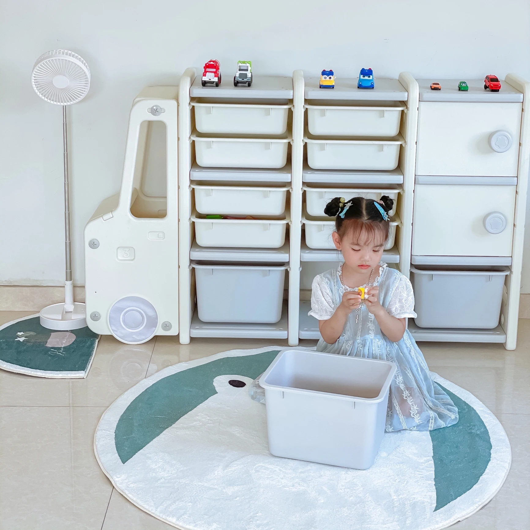 Assembled Dimension Car Storage Organizer Shape Kids Cabinet Toy