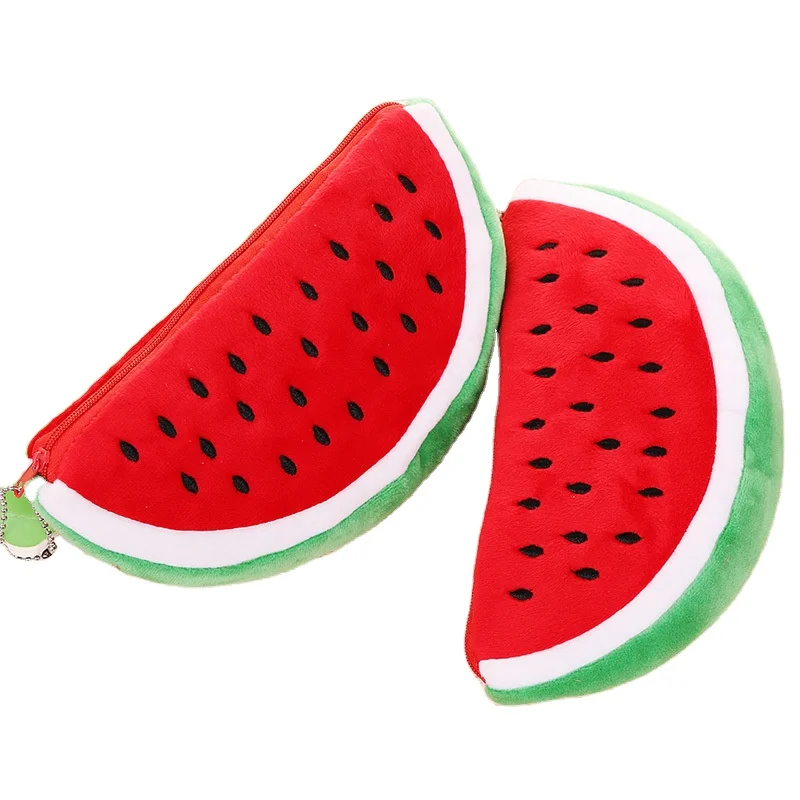 Cute Fruit Watermelon Plush Pencil Case Big Volume Watermelon Kawaii pencil case
