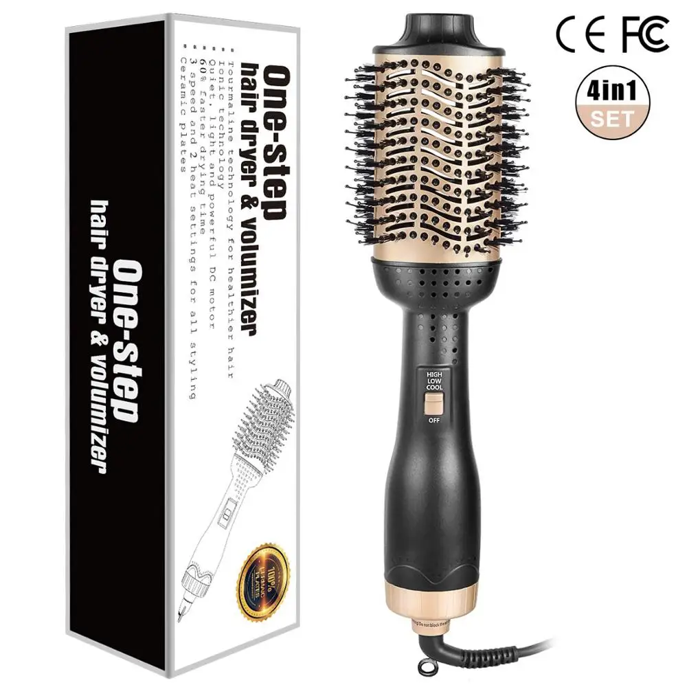 
1200W Electric Hot Air Brush One Step Hair Dryer Brush Hair Blower Comb 