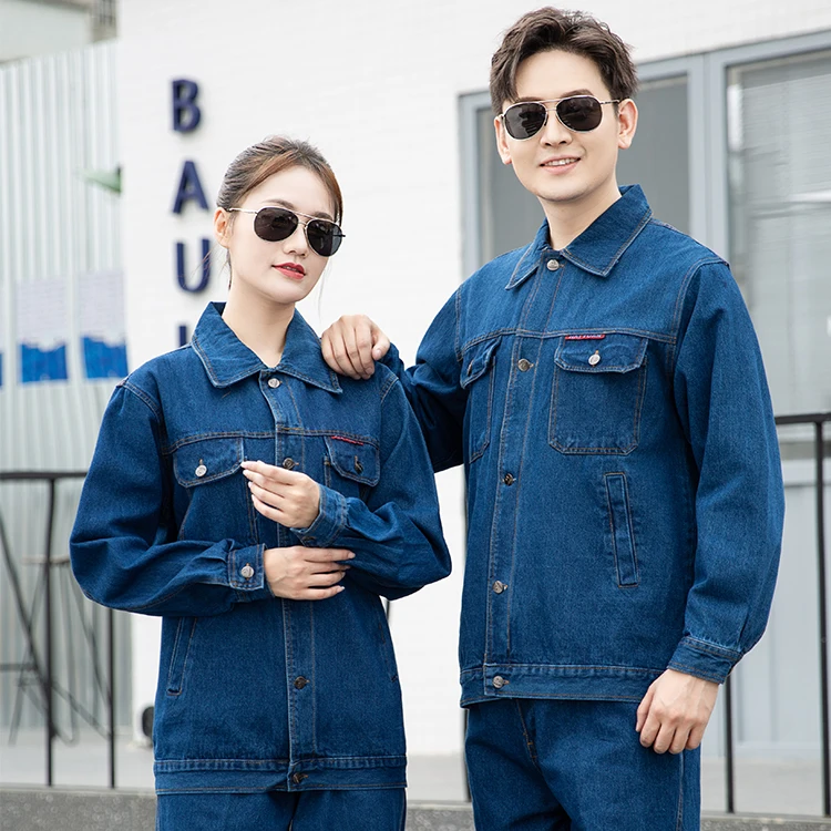 Summer Manufacturer Denim Work Clothes Factory Supply Denim Workwear Jackets and Jeans Overalls suits