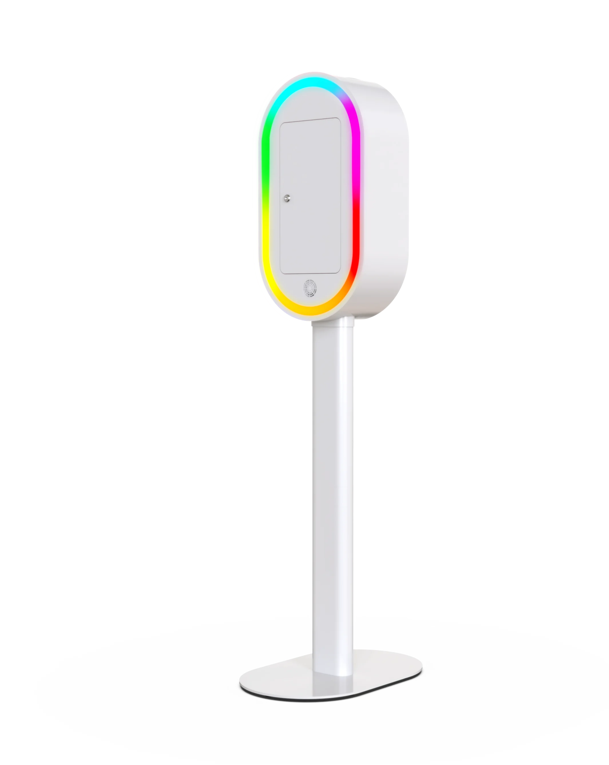 Fashionable Oval dslr Photo Booth with RGB Ring Light on Both Sides Photo Kiosk Booth with Umbrella flash light