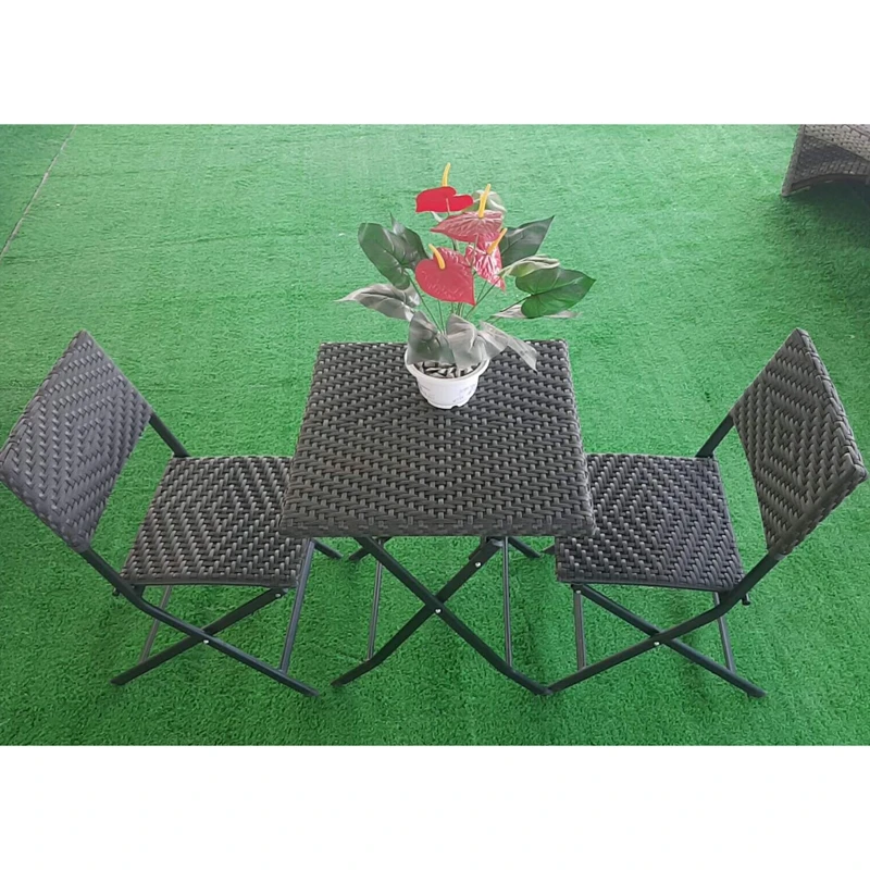 3 предмета в комплекте ротанга сада патио стол и стул мебель плетеная складной обеденный