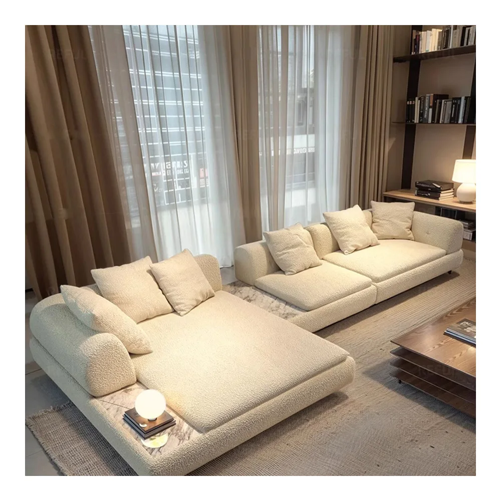 New Italian Sofa High-End Fabric Wooden Sofa White Modern Minimalist Solid Wood Style Leather Sofas