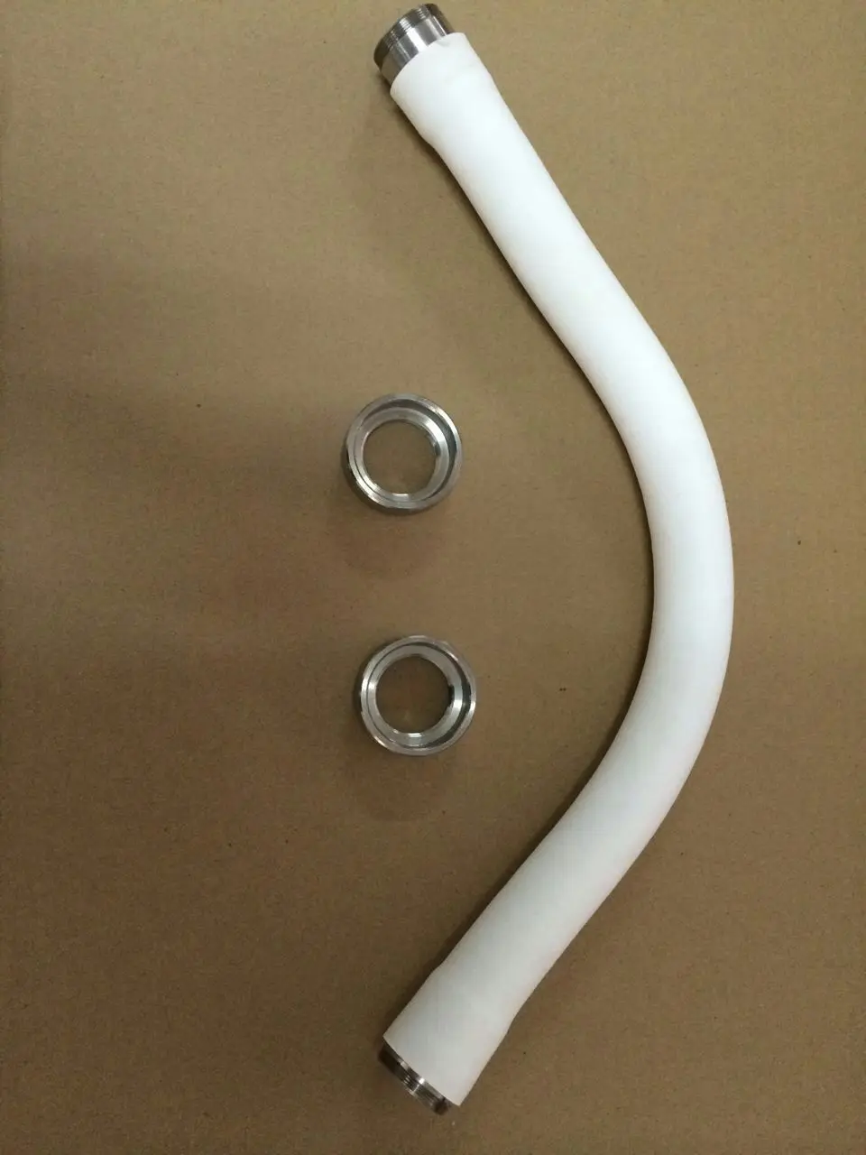 Flexible bendable gooseneck tubing hose with flange