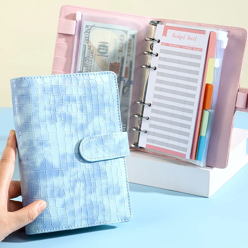 PU Leather Alligator Pattern Macaron Notebook Binder Book Cover with card slot agenda planner organizer stationery A6 A5