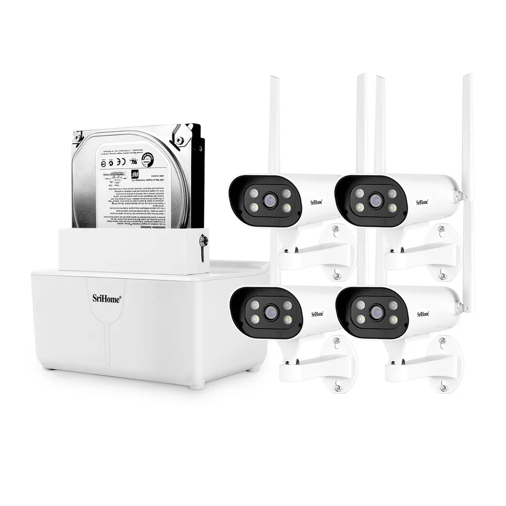 Surveillance camera SriHome NVS004 1080p Wifi Wireless Nvr Kit Security Camera System Outdoor CCTV Smart Camera Nvr Kit