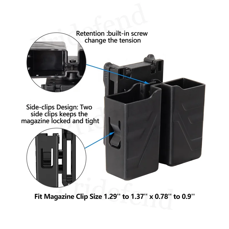 Universal Magazine Holder Carrier for 9mm/.40 Dual Stack Mag Magazine Pouch with Belt Clip Double Magazine Holster