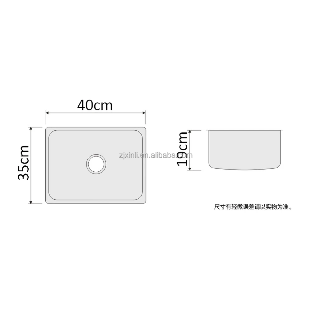 X26204 SUS304 Stainless Steel Material 40*35CM Size Of Under Mounted Single Bowl Kitchen Sink