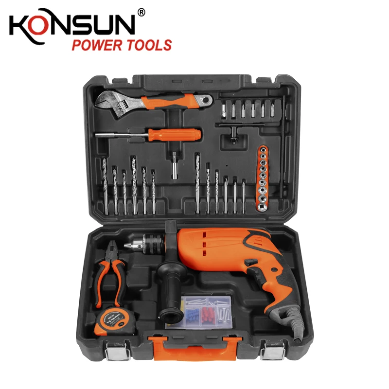 KONSUN Household Electric Power Tool Set 35pcs Cheap Price Electric Drill Kit with OEM Support Hand Tools in Box Packaging