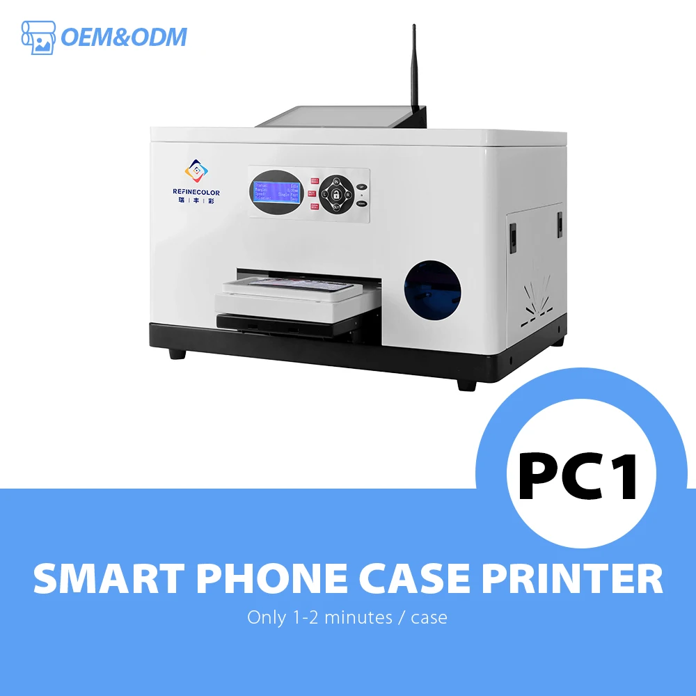 Refinecolor Phone Case Printer XP600 i1600 UV Printing Machine With H5 Web App Customize Mobile Cover iPhone Samsung All Brand