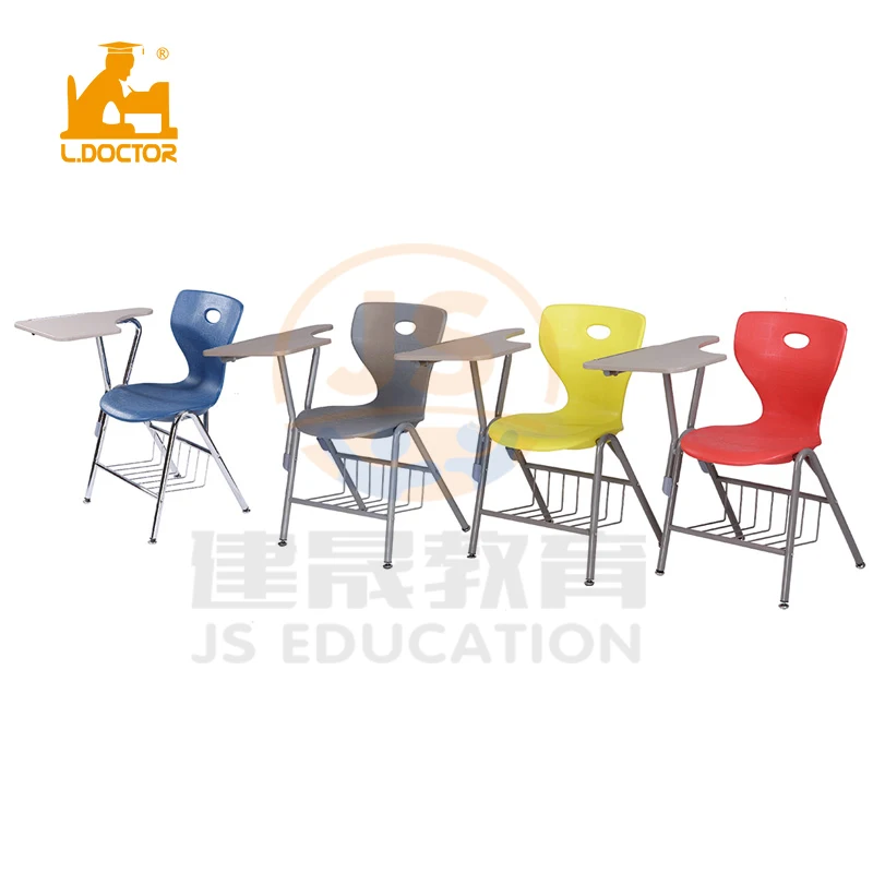 HY0308D student writing chair with steel wire basket for books