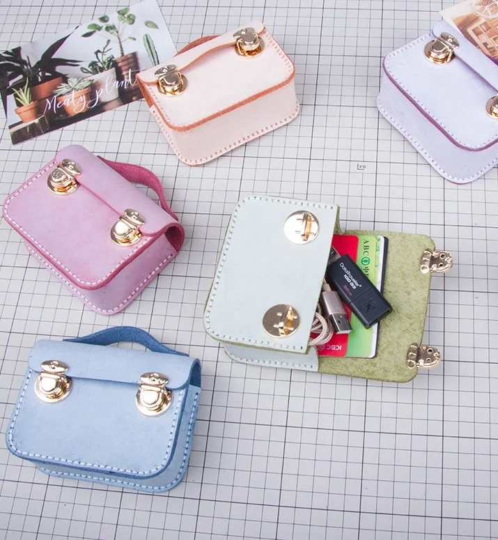 Custom Genuine leather coin purse handmade diy wallet cowhide creative coin purse fashion with different colors