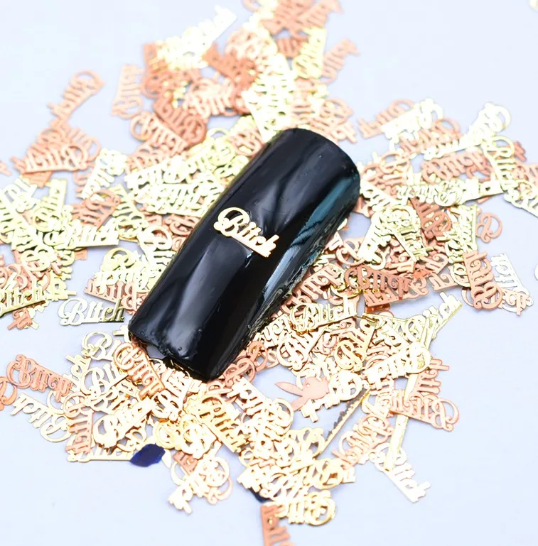 800pcs/bag 3D Metal Bitch Logo nail art stickers nails art decoration oem