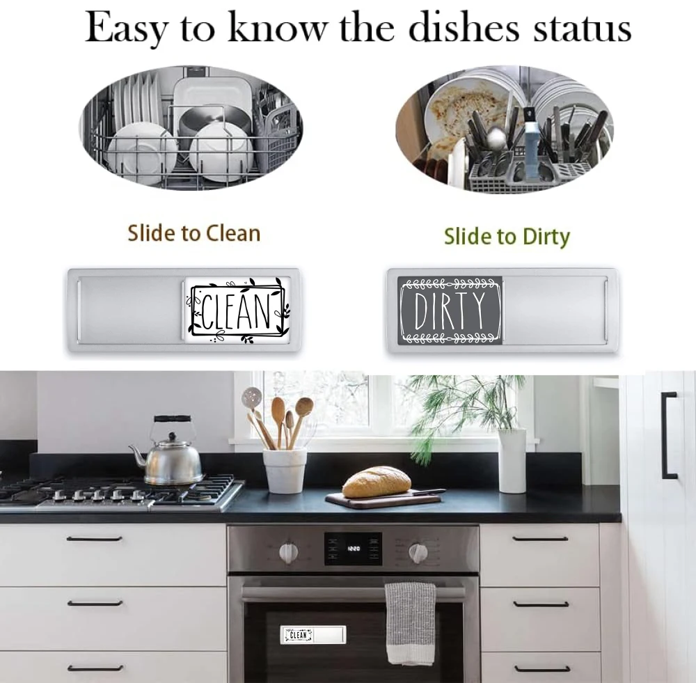 Dishwasher Magnet Clean Dirty Sign Large Text Easy to Read  Magnetic Indicator Kitchen Decor
