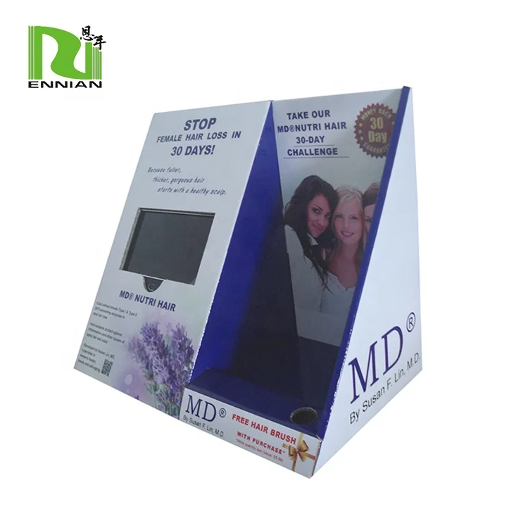 cardboard counter displays with LCD video player paper display cardboard pop display
