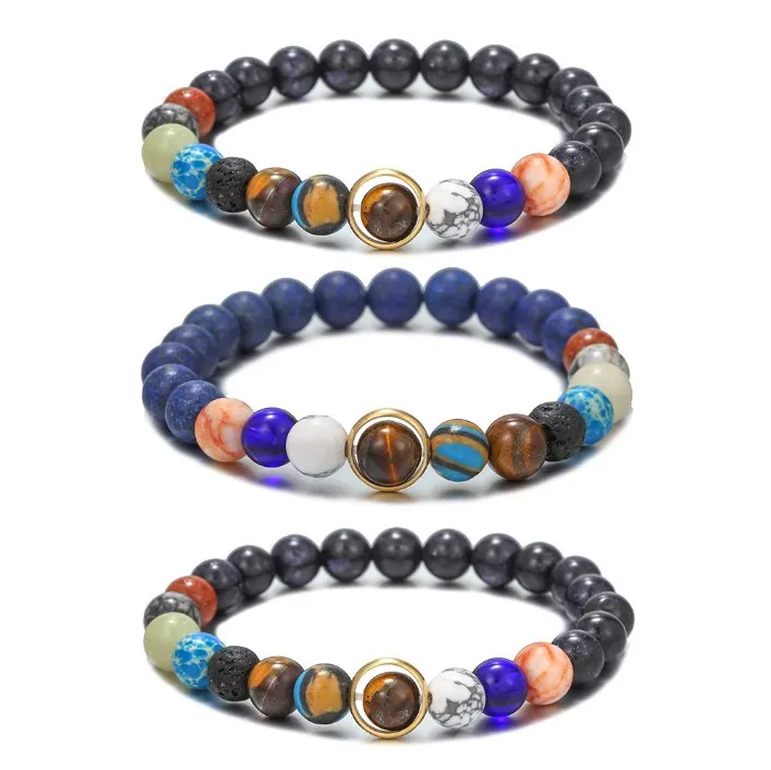 Hot Couple Bracelet Starry Sky Galaxy Beads Bracelet Volcano Stone Eight Major Galaxy Bracelets Jewelry Accessories