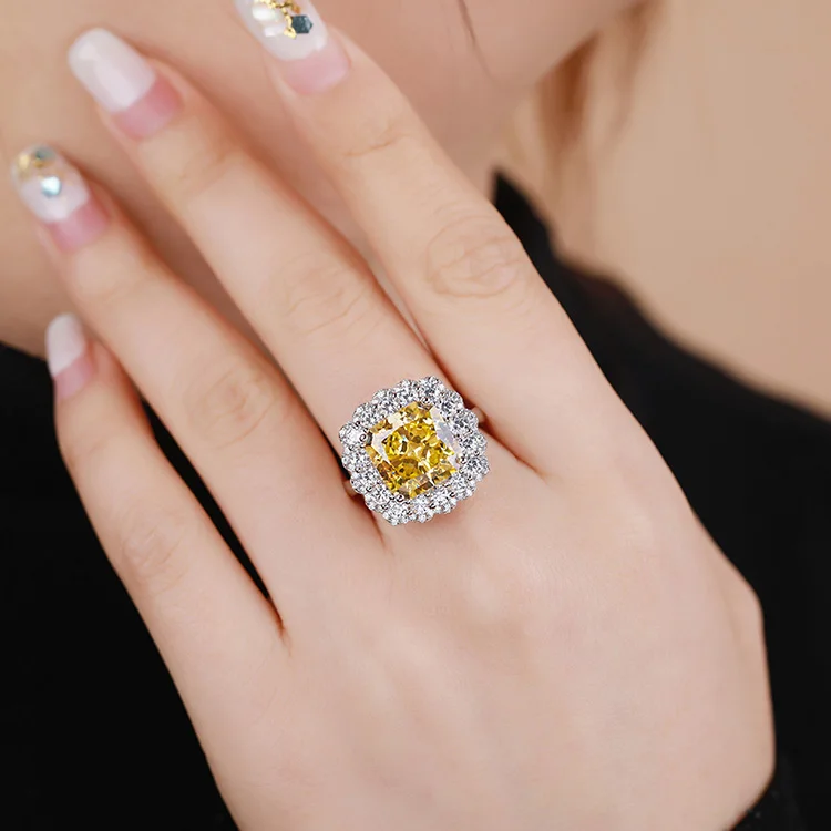 High quality elegant exquisite gold plating high carbon diamond rings jewelry women