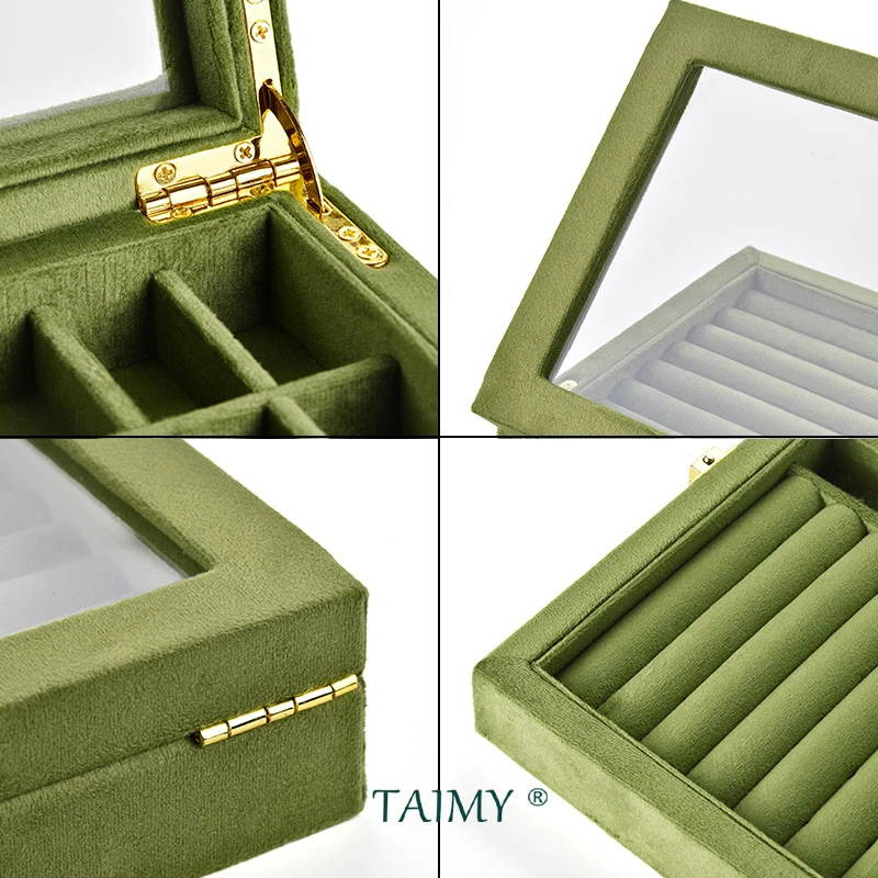 Wholesale Velvet Large Ivory Sublimation Acrylic Personalized Glass Custom Logo Jewelry Box Display With Clear Lid