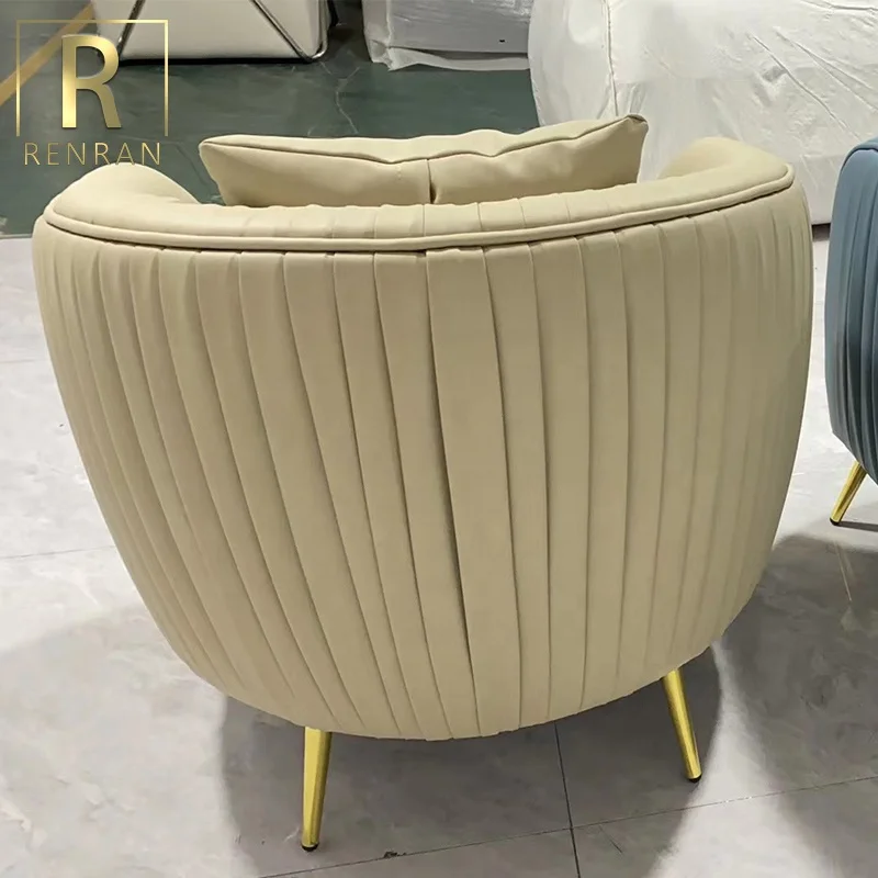 Popular luxury design modern waiting chair living room furniture single sofa leather round lounge chair egg chairs
