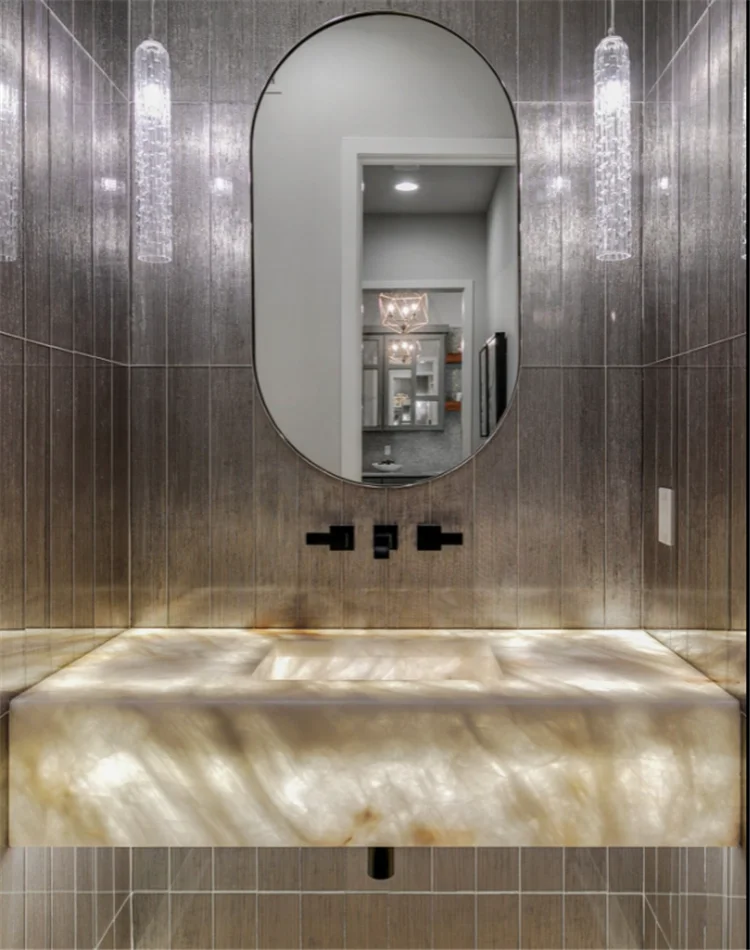 Luxury White Onyx Solid Surface Vanity Tops Specification With Best Price