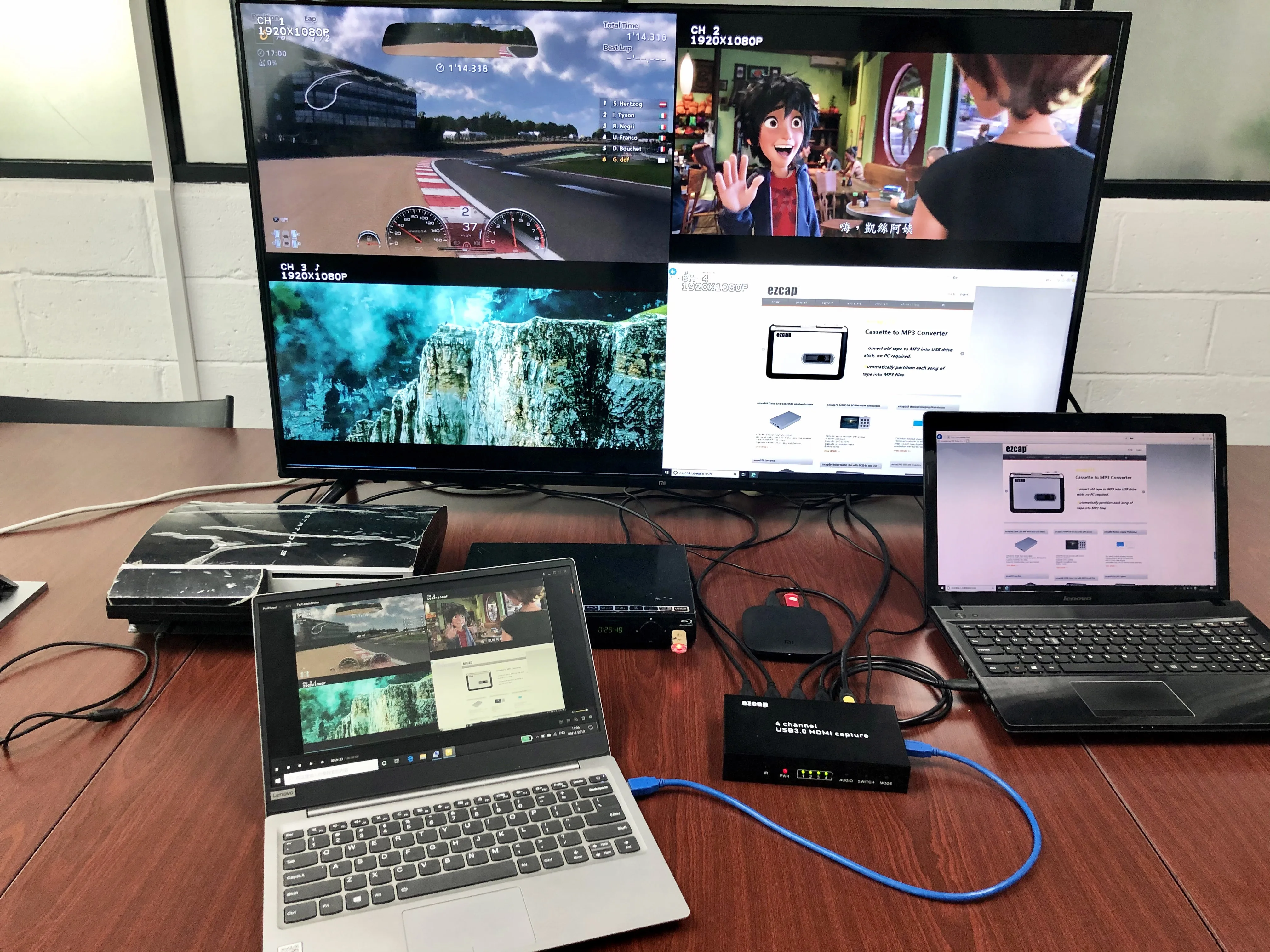 4 in 1 HDMI Capture Live USB3.0 4 channel HDMI video capture with live streaming ezcap264M